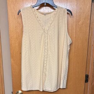 5 for $25 Sleeveless Beige Eyelet Top